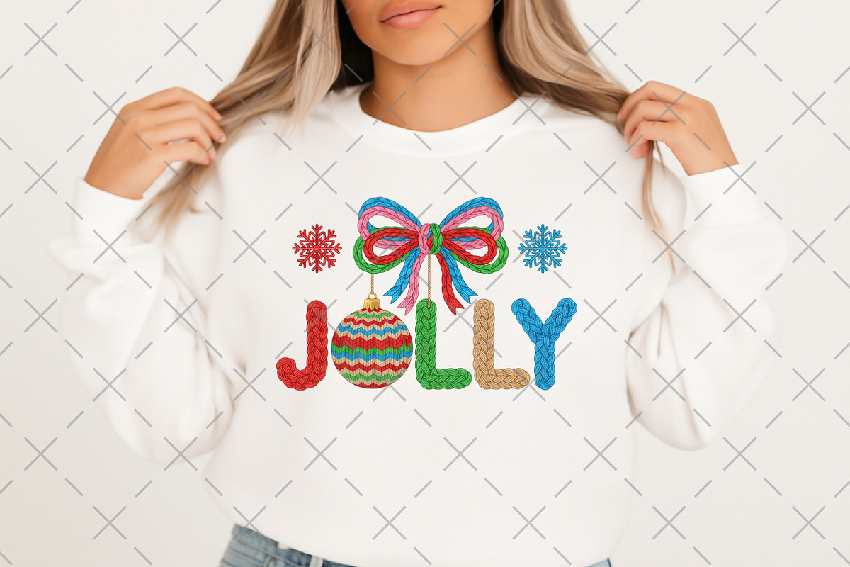Faux Yarn Christmas Png Holly Jolly, an Illustration by Craft Nest (Photo 2 of 6)