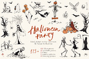 Halloween party vector cute graphics, an Object Illustration by Yuliya Derbisheva (Thumbnail 1 of 13)
