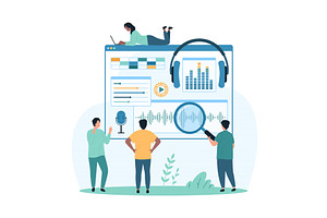 Audio editor mobile app editing, an Object Illustration by Flashvector