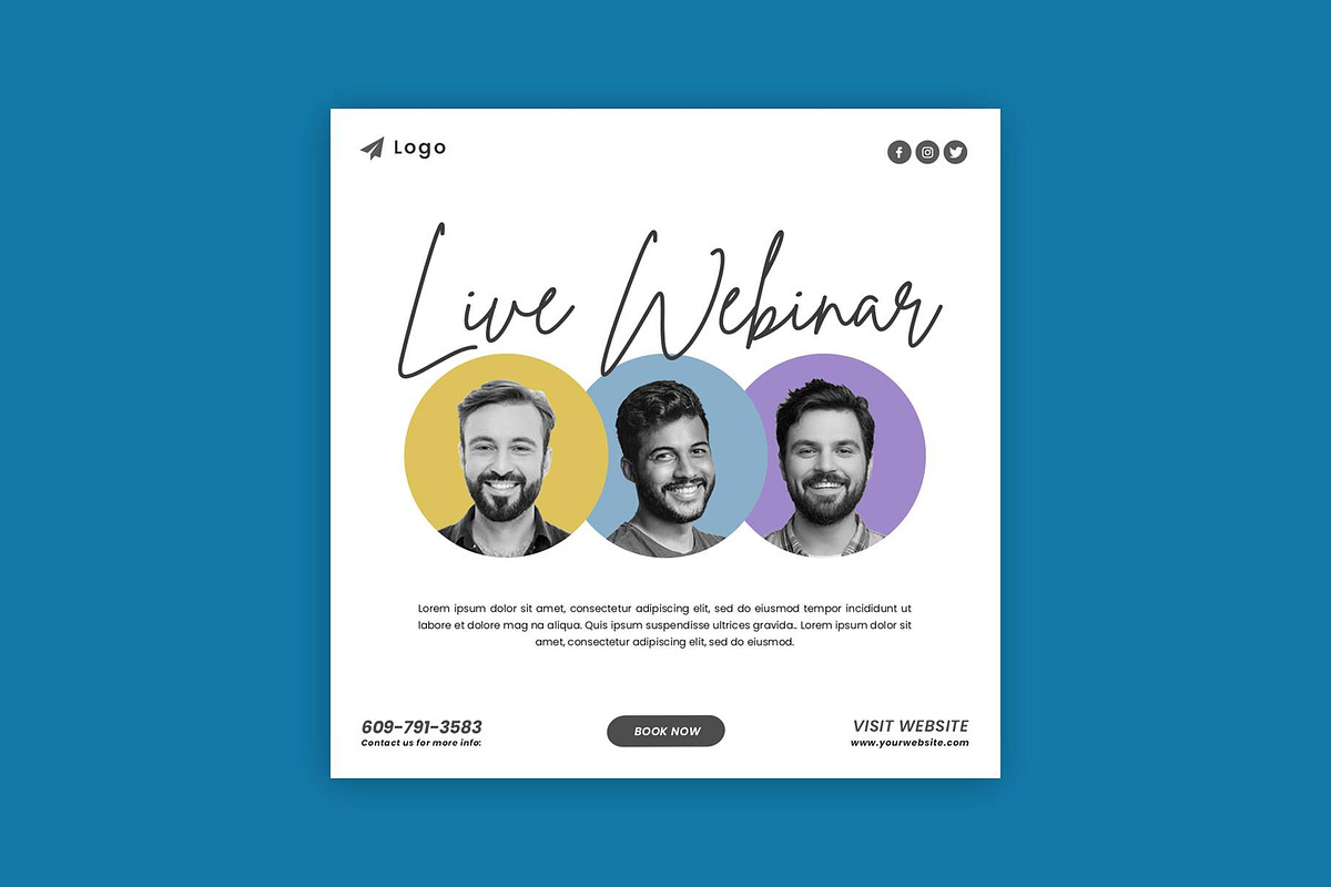 Live Webinar Social Media Post, a Social Media Template by Saman Osama