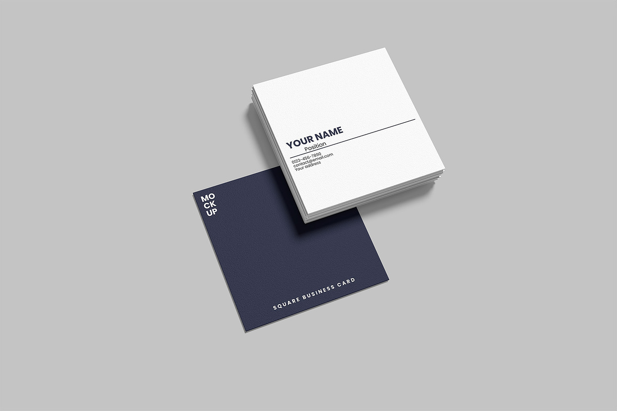 Square Business Card Mockup, a Print Template by Graphiculon (Photo 2 of 11)