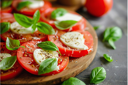 Caprese salad with ripe tomatoes, a Food & Drink Photo by Lermont51