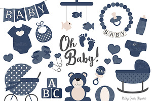 Vector Baby Clipart in Navy, an Illustration by Amanda Ilkov