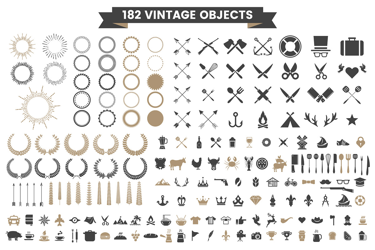 Vintage Badge & Objects Vector Set, a Branding & Logo Template by Toonsteb