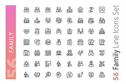 Family Line Icons Set, an Outline Icon by Voysla's Shop (Thumbnail 2 of 5)