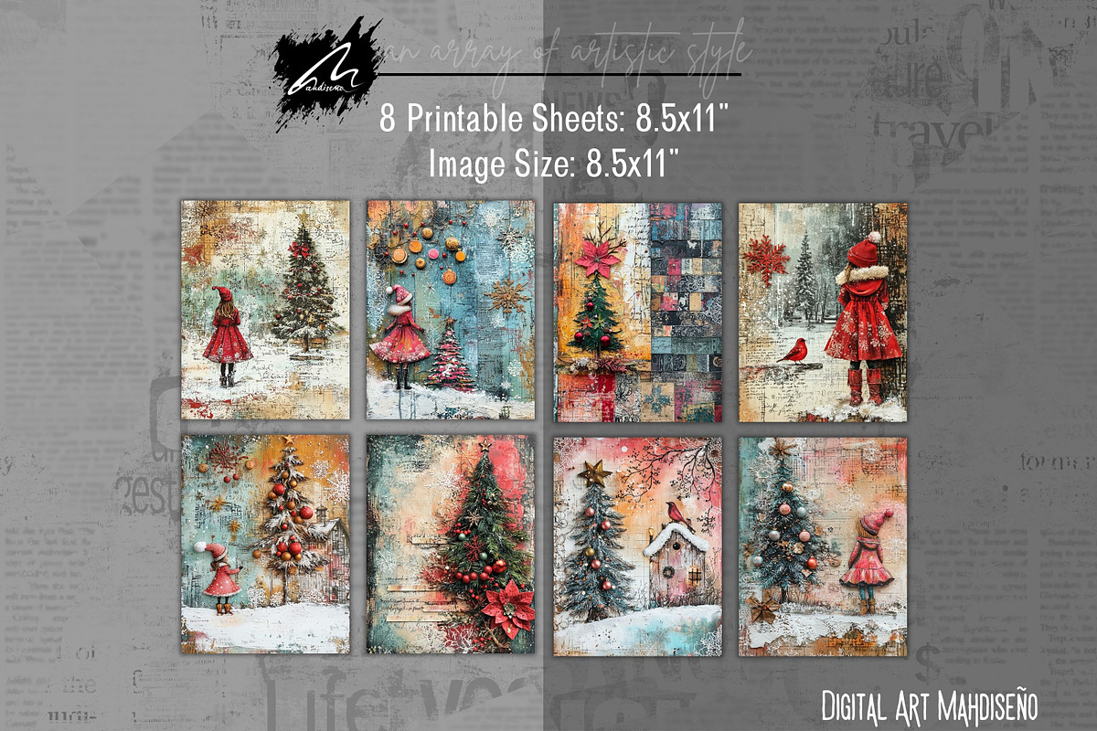 Shabby Lace Xmas Scrapbook Pages, a Seasonal Illustration by Digital Art Mahdiseño (Photo 7 of 10)