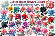 Glitter Roses Clipart - Flowers Clip, an Illustration by Sublimation Artist (Thumbnail 1 of 6)
