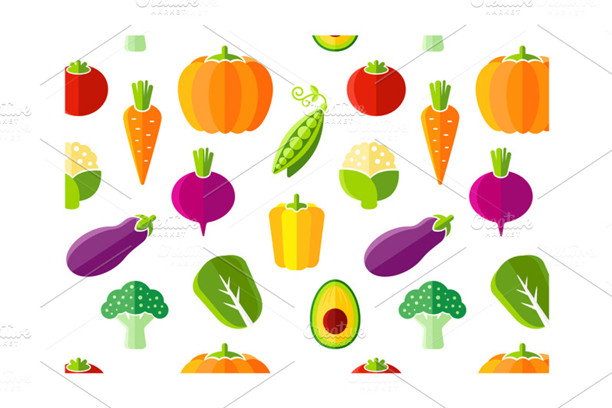 Fresh vegetables flat style set, an Icon by Teneresa (Photo 3 of 3)