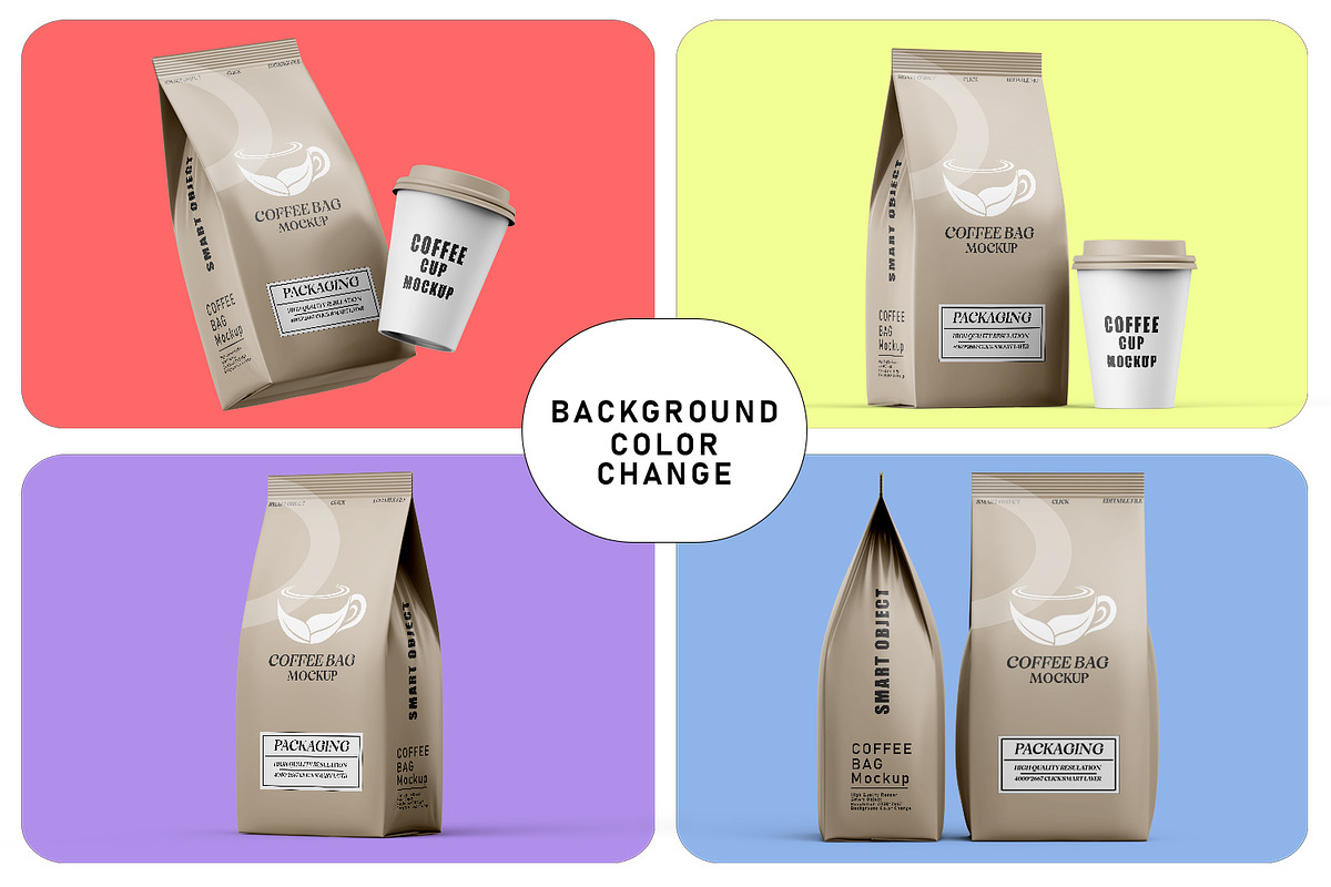 Coffee Bag with Cup Mockup Set, a Packaging Mockup by pixelmock (Photo 15 of 15)