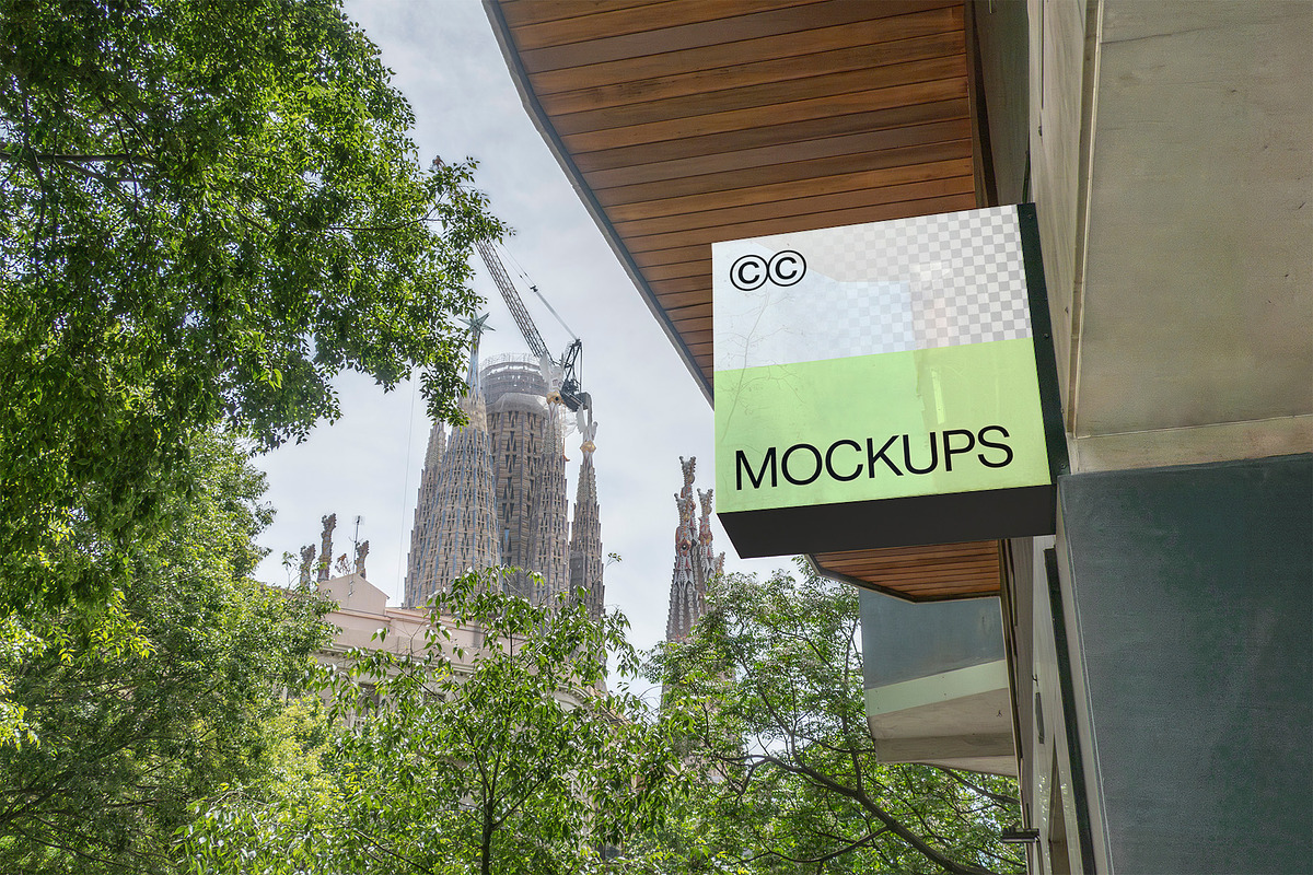 Barcelona Building Sign Mockup S015, an Advertising Mockup by CC Mockups (Photo 1 of 3)