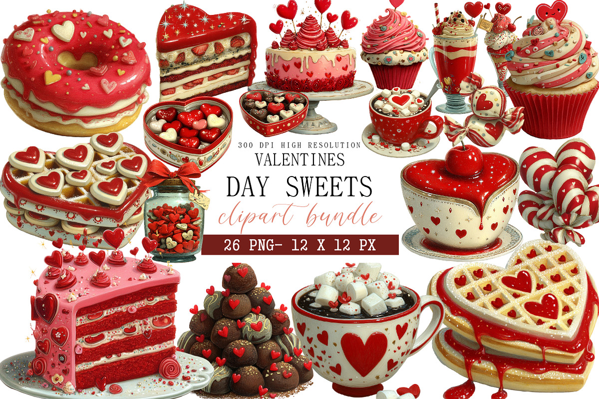 Valentine’s Day Sweets Clipart, an Illustration by DreamArtGraphic (Photo 1 of 4)