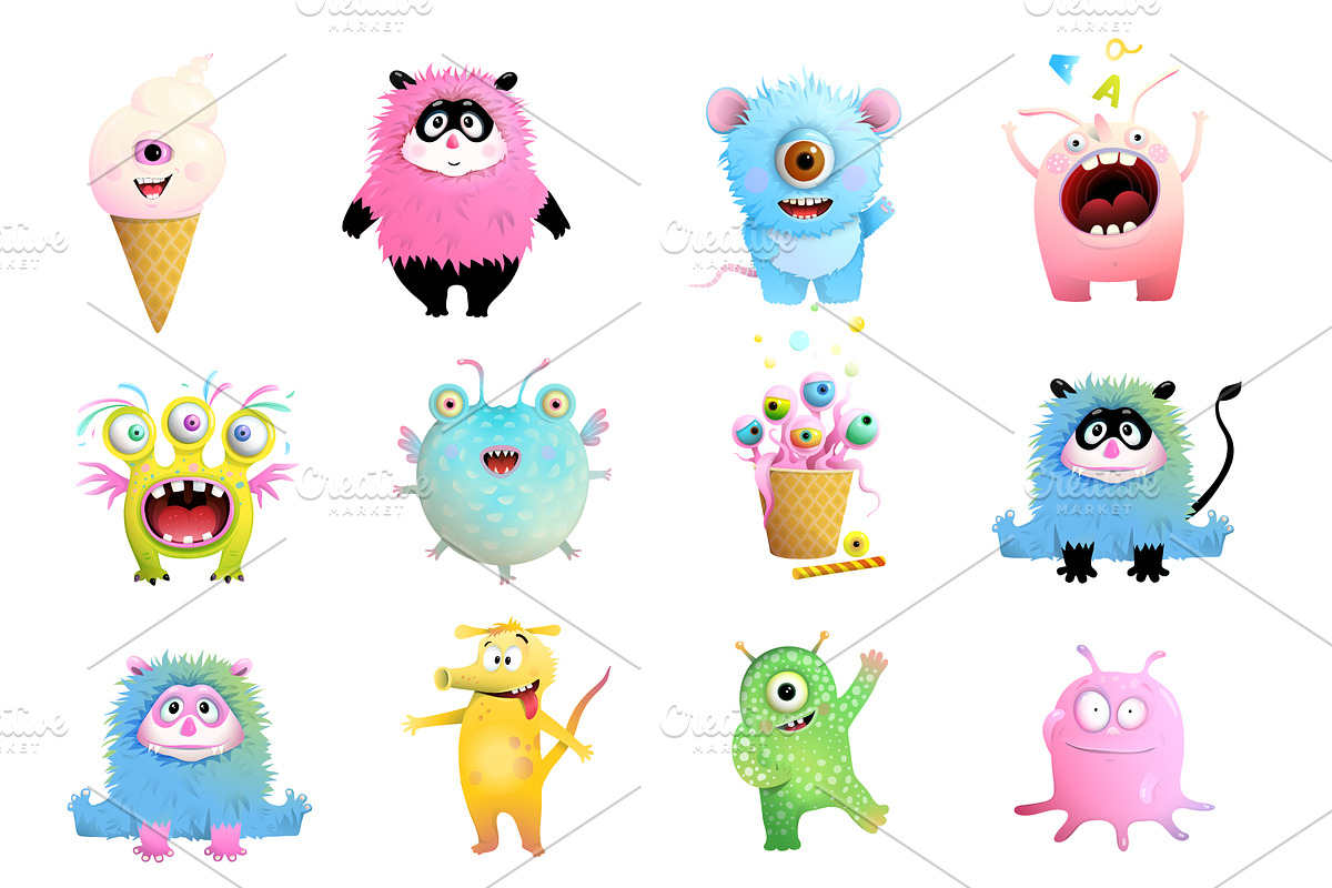 Monsters Eyes and Mouth for Kids Set, an Animal Illustration by Popmarleo Shop (Photo 2 of 4)