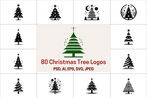 80 Christmas Tree Bundle Logos, a Branding & Logo Template by Vectorium Studio