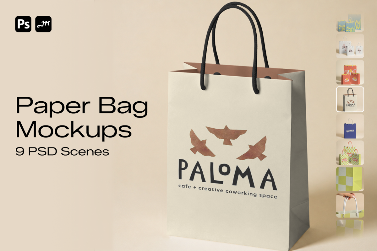 Paper Bag Mockup Bundle, a Packaging Mockup by mockeyai (Photo 1 of 11)