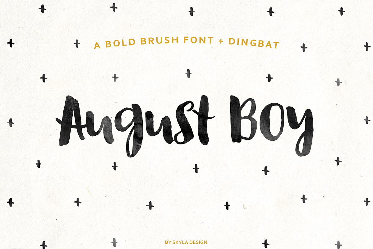 August Boy bold brush font + Dingbat