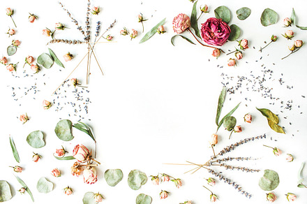 Floral frame with roses containing vintage, white, and flat, an Arts & Entertainment Photo by Floral Deco