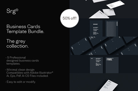 Grey Business card bundle, a Business Card Template by Srg®