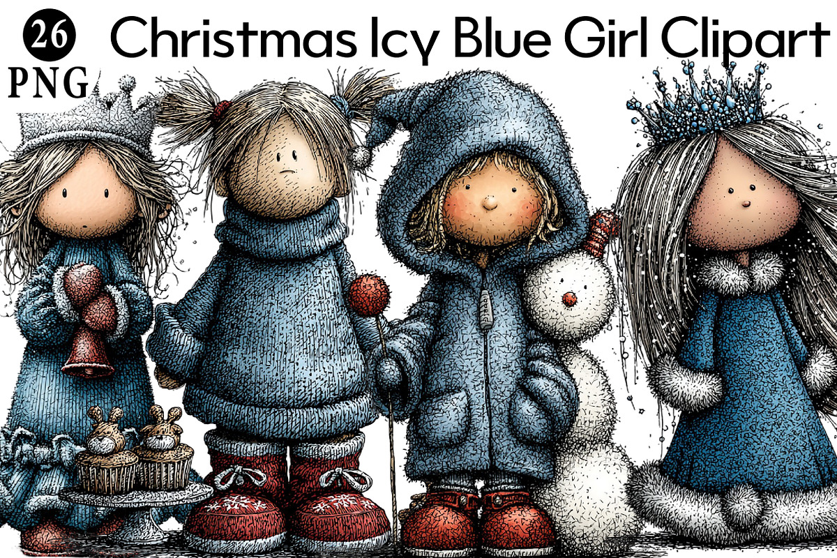 Whimsical Christmas Icy Blue Girl Cl, an Illustration by Daily.Designs (Photo 1 of 5)