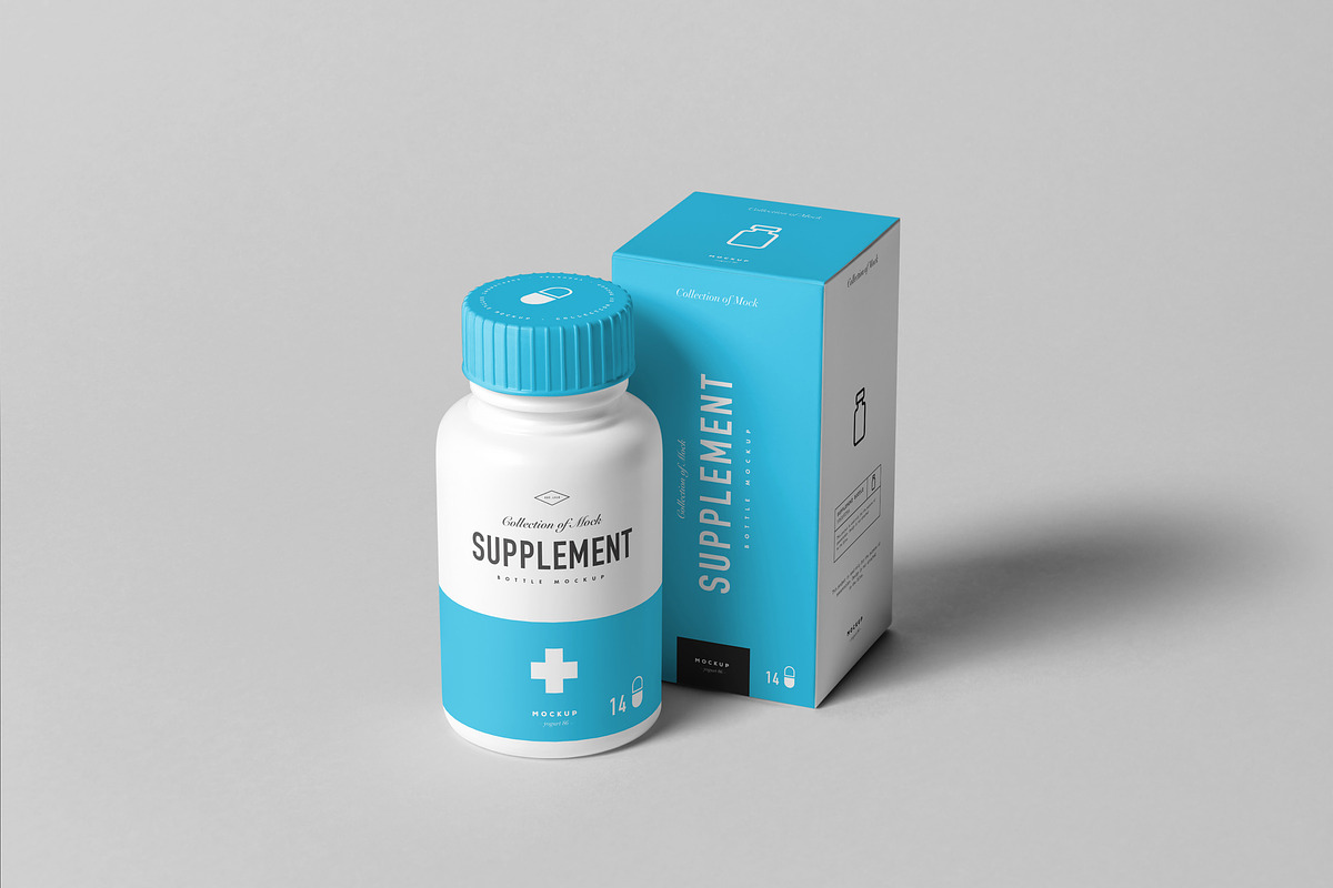 Supplement Jar & Box Mock-up 9, a Cups & Container Mockup by Yogurt86 (Photo 3 of 12)