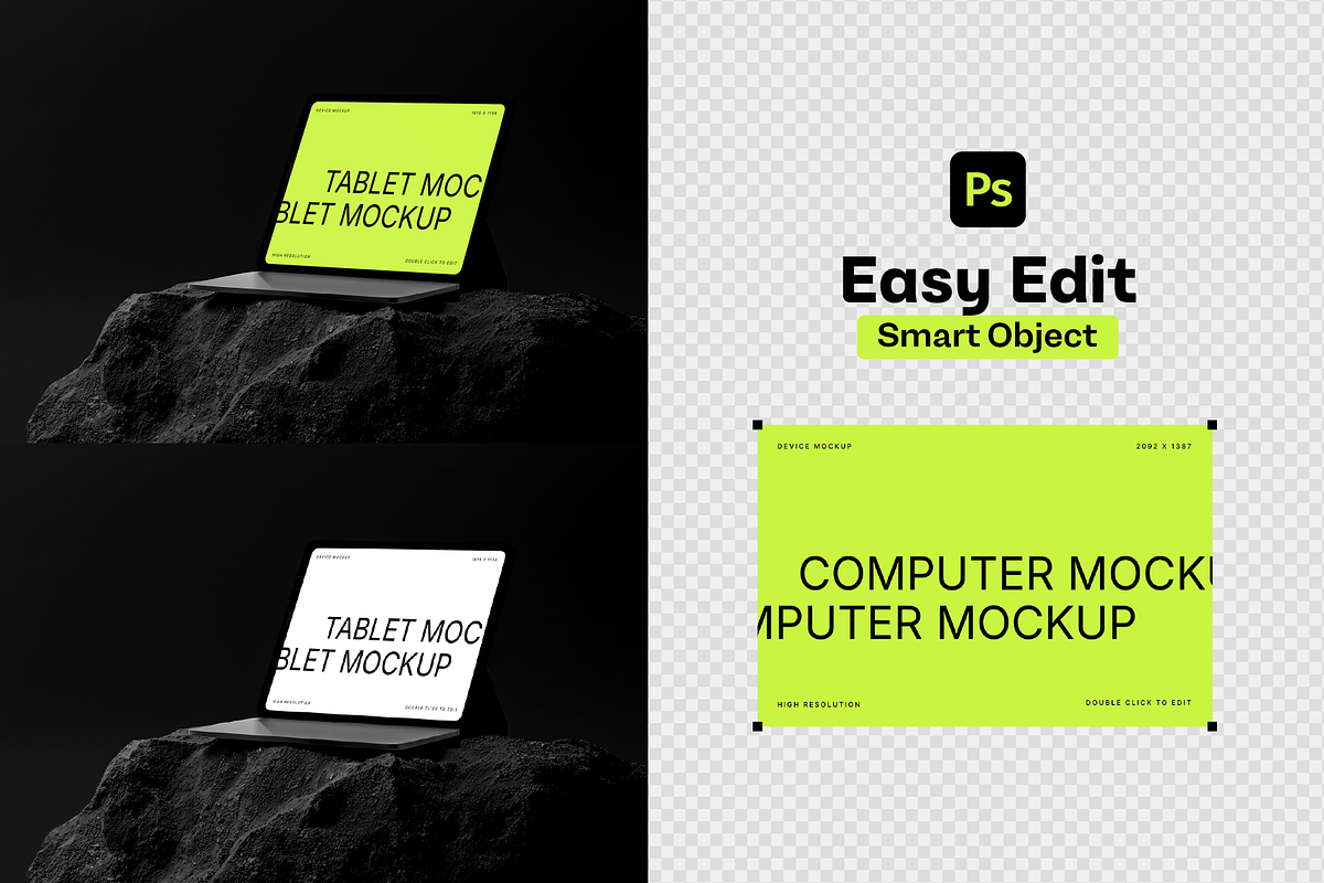 Tablet Mockup on Dark Stone, a Mac Mockup by rodrigofkaminski (Photo 4 of 4)