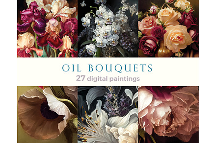 Paintings flowers bouquets in vases, a Background Graphic by Bubert Art