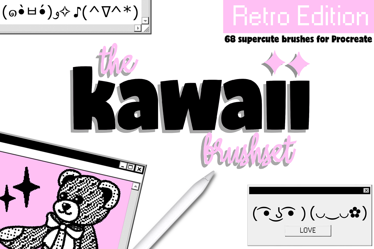 Procreate Kawaii Brushes Retro, a Brush Add-On by AnniaArt (Photo 1 of 7)