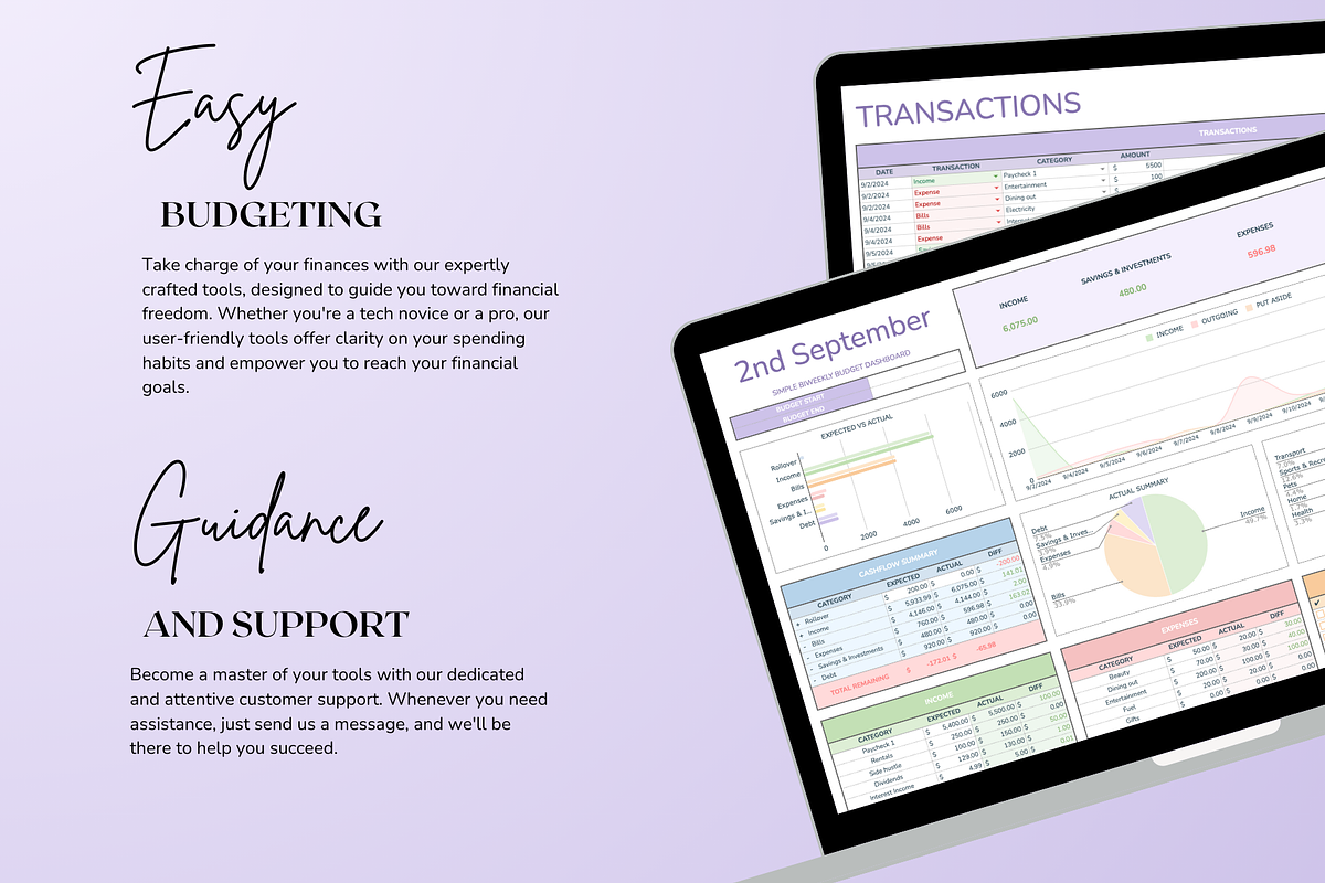 Simple Biweekly Budget - Pastel, a Templates & Theme by The Creative Plans co (Photo 9 of 10)