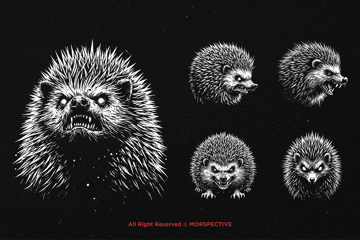10 Bundle Dark Art Hedgehog thorns, an Illustration by Morspective (Photo 5 of 7)
