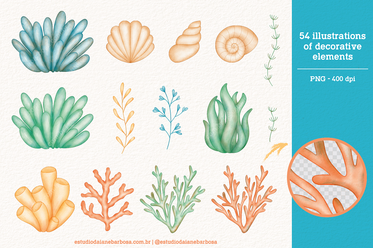 Under the Sea - Cliparts Set, an Illustration by Estudio Daiane Barbosa (Photo 5 of 10)