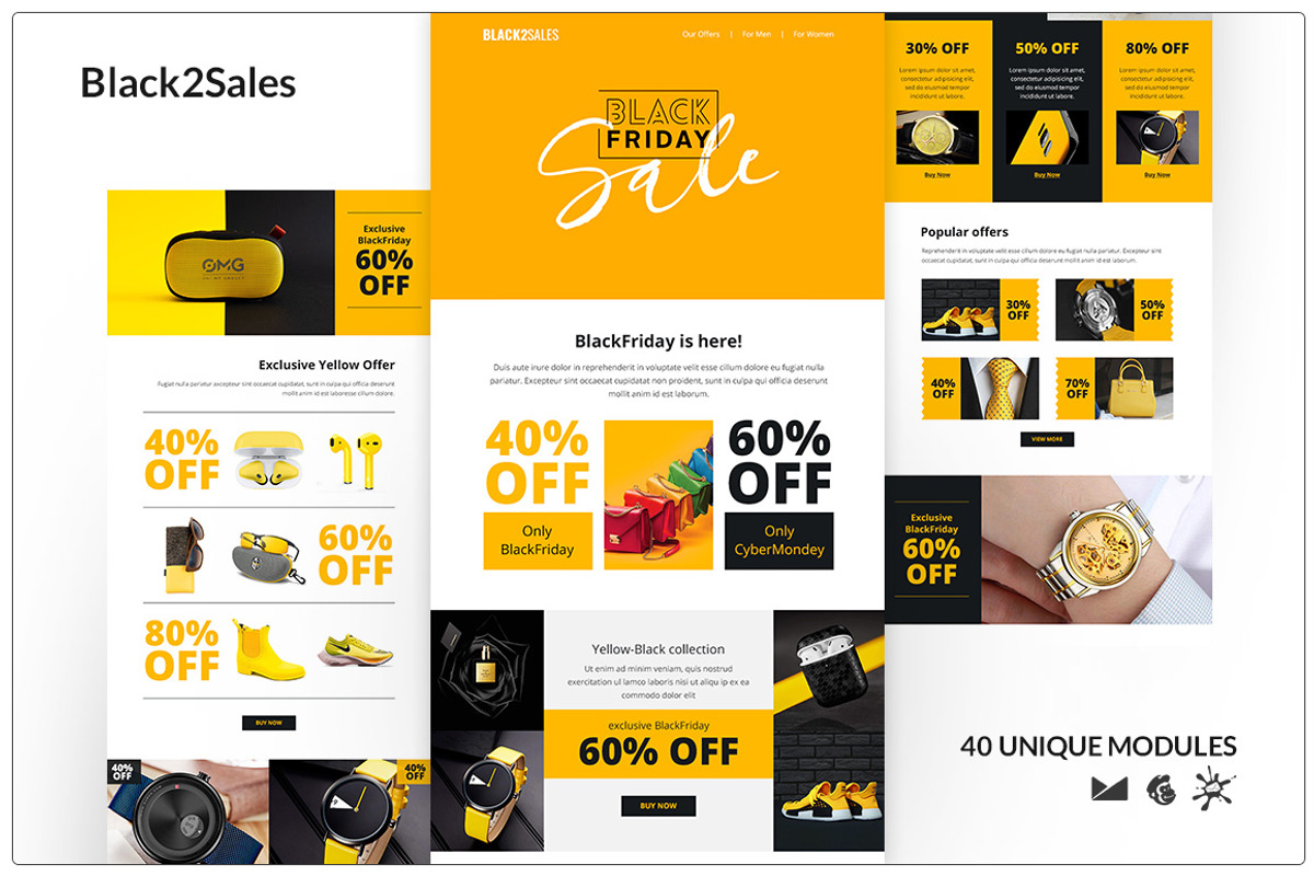 Black2Sales Template + OnlineBuilder, an Email Template by TheevsDesign