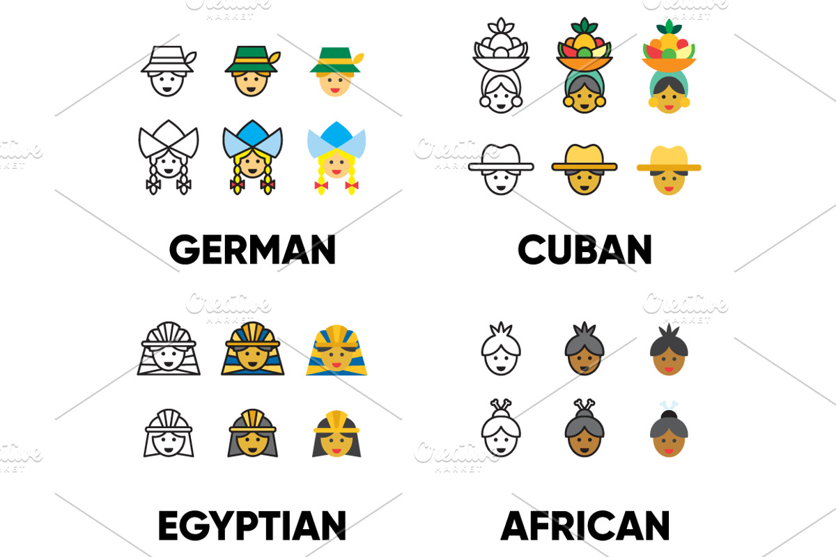 180 People of the world ICONS, an Outline Icon by beguima (Photo 3 of 9)