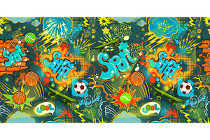 Seamless background street graffiti, a Sport Illustration by Nenahliadava Design