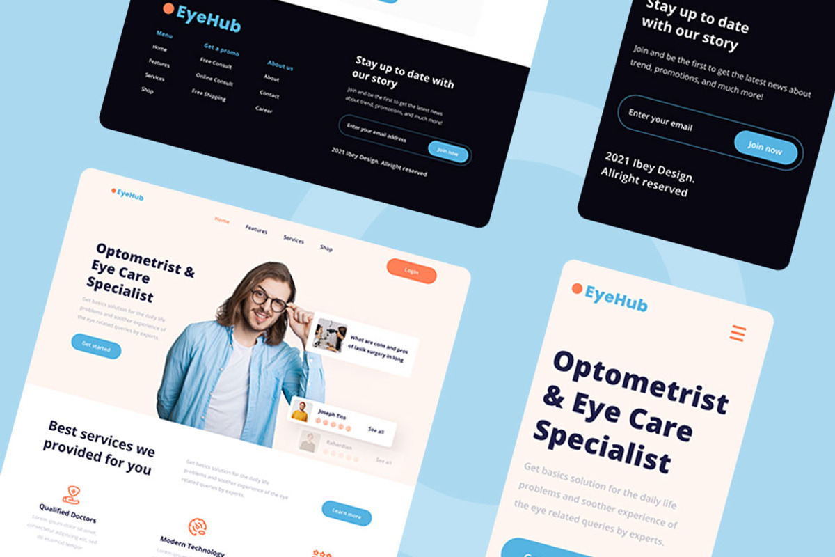 Optometrist & eye care Web Design, a Wireframe Template by INSPR STD (Photo 4 of 6)