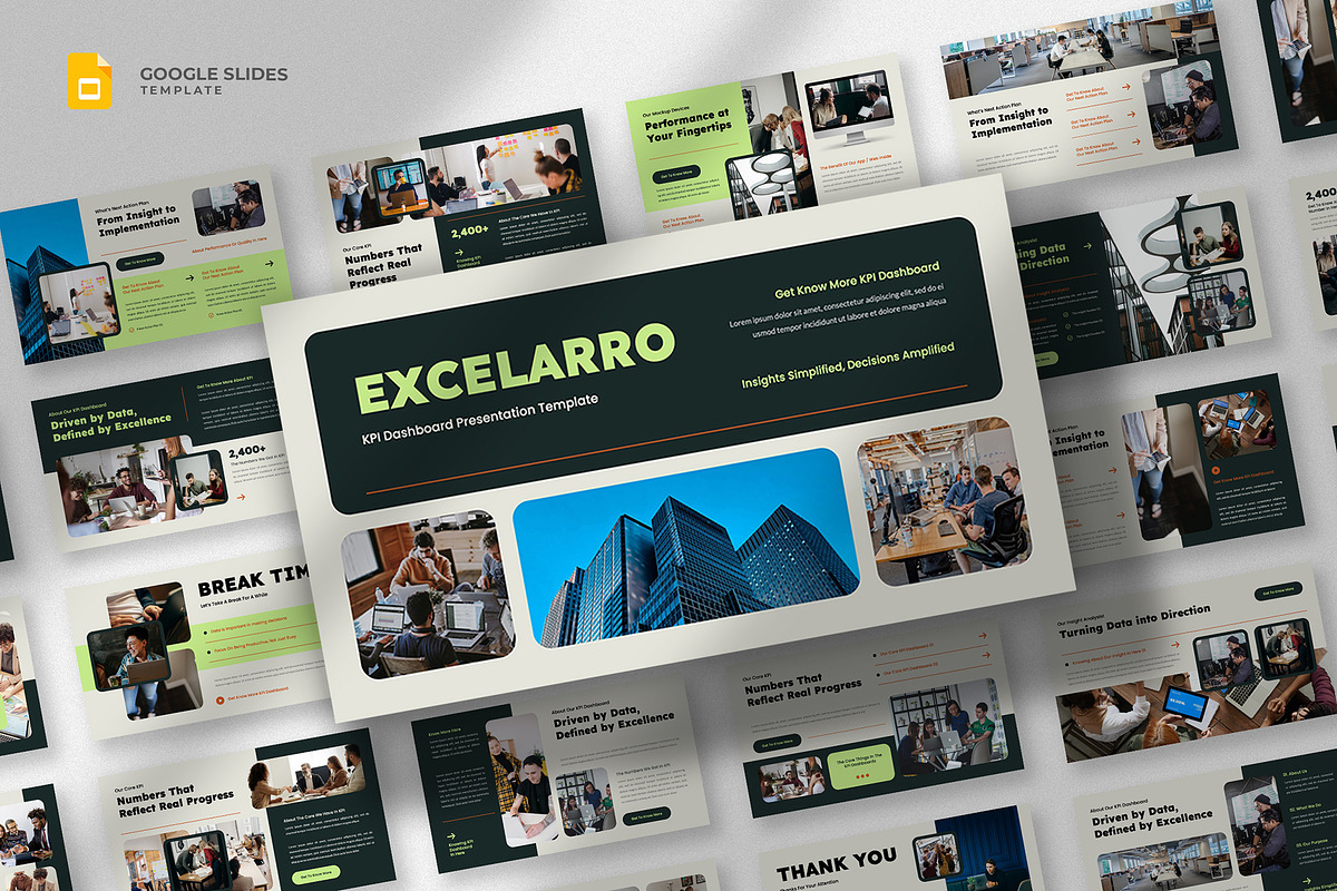 KPI Dashboard Google Slides Template, a Presentation Template by fluffstudio (Photo 1 of 4)
