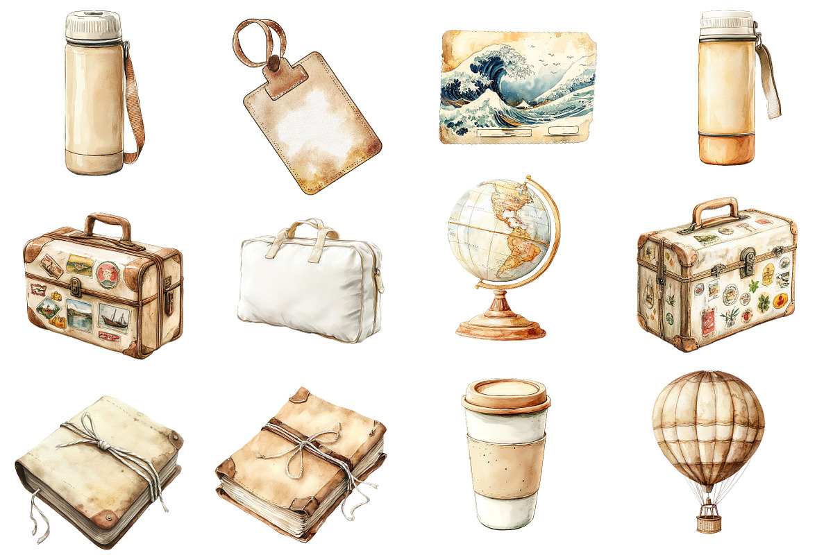 Watercolor Travel Clipart, an Illustration by Designworld (Photo 4 of 6)