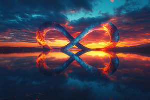 Stunning sunset over infinity symbol, a Photo by Tanuart