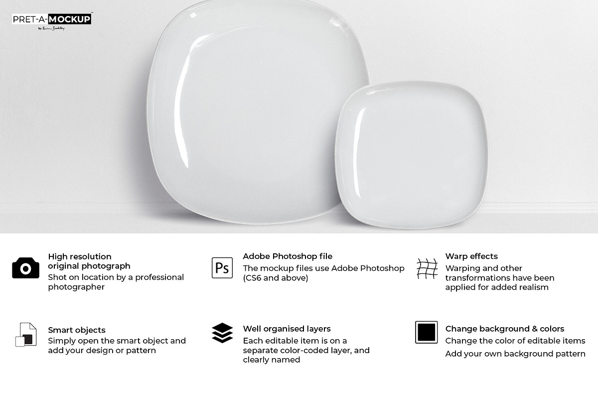 Square Plates Mockup, a Household Mockup by Pret-a-Mockup (Photo 2 of 9)