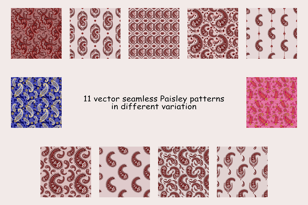 Red floral Paisley patterns, a Pattern Graphic by ThaiByGaew (Photo 2 of 3)