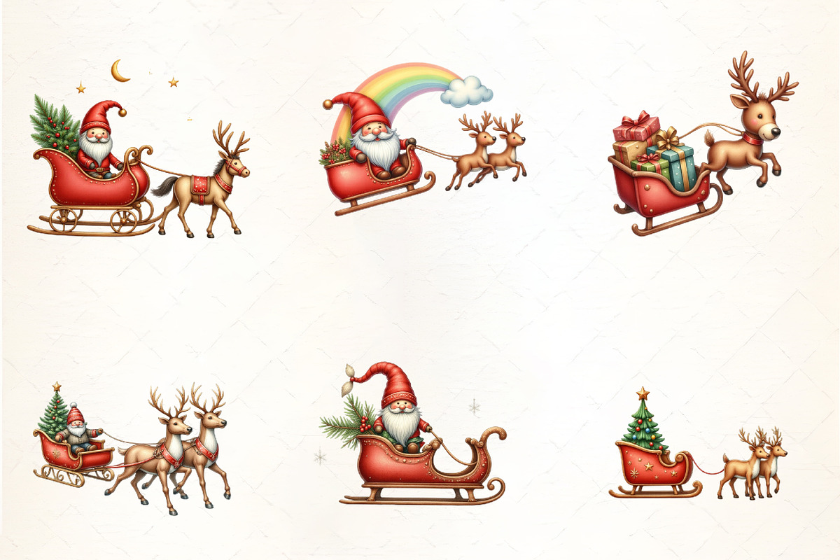 Reindeer Sleigh Ride Clipart, an Illustration by CrexoraLab (Photo 3 of 5)