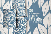 Blue and beige floral patterns, a Pattern Graphic by pineart (Thumbnail 1 of 7)