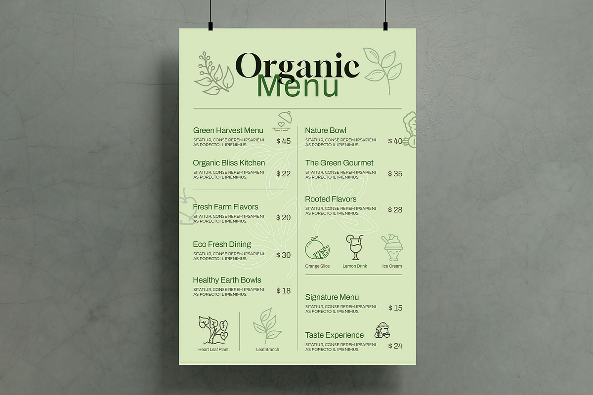 Organic Food Menu Template, a Flyer Template by MightyDesign (Photo 1 of 6)