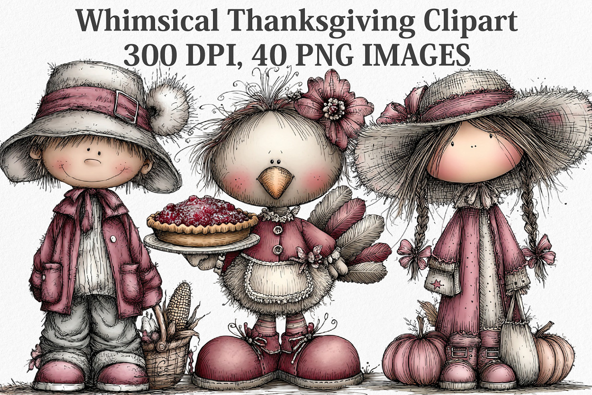Whimsical Thanksgiving Clipart, an Illustration by Canvas Craft (Photo 1 of 7)