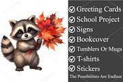 Watercolor Autumn Raccoons Clipart, an Illustration by Canvas Craft (Thumbnail 3 of 7)