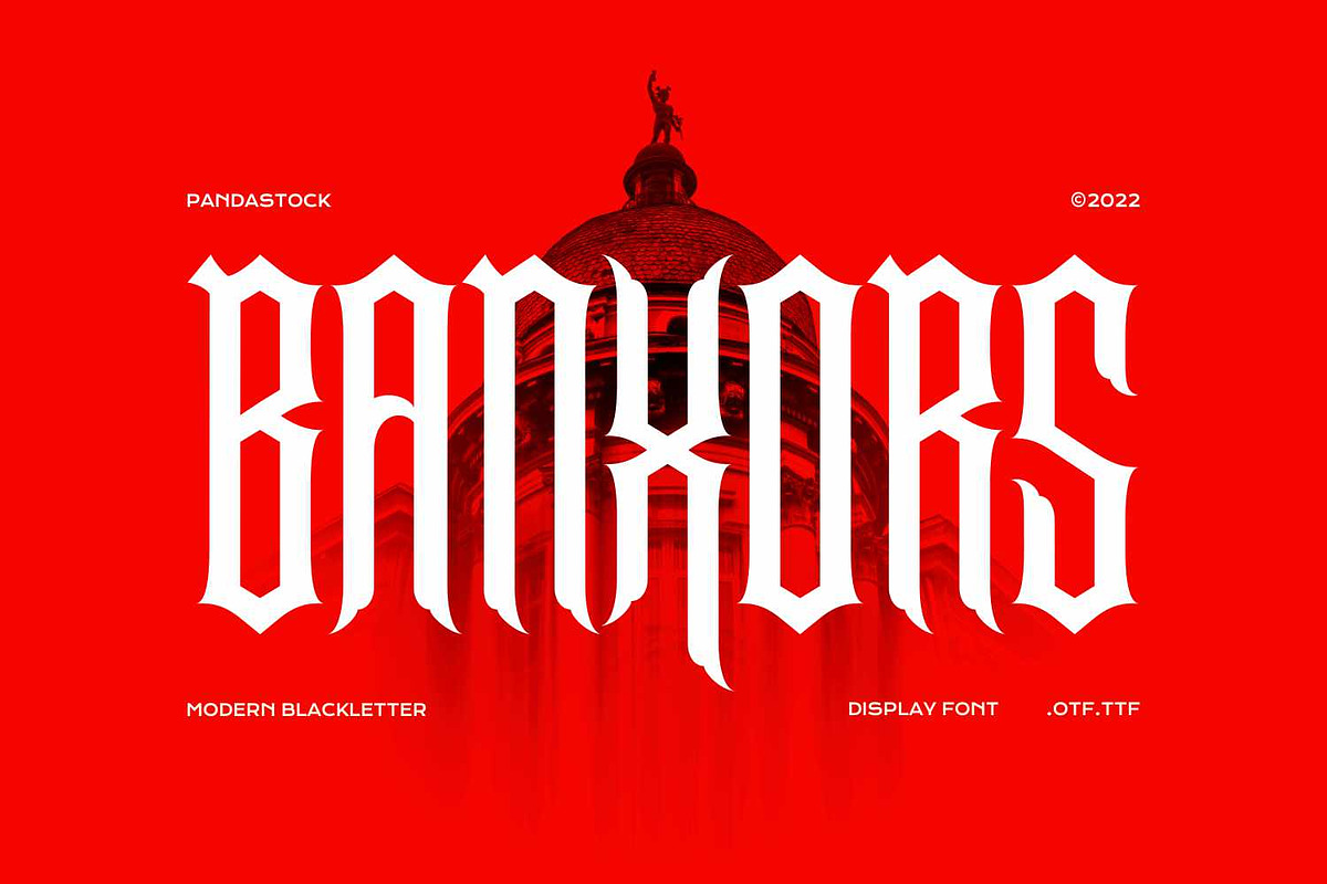 Banxors - Modern Blackletter, a Blackletter Font by Imoodev (Photo 1 of 5)