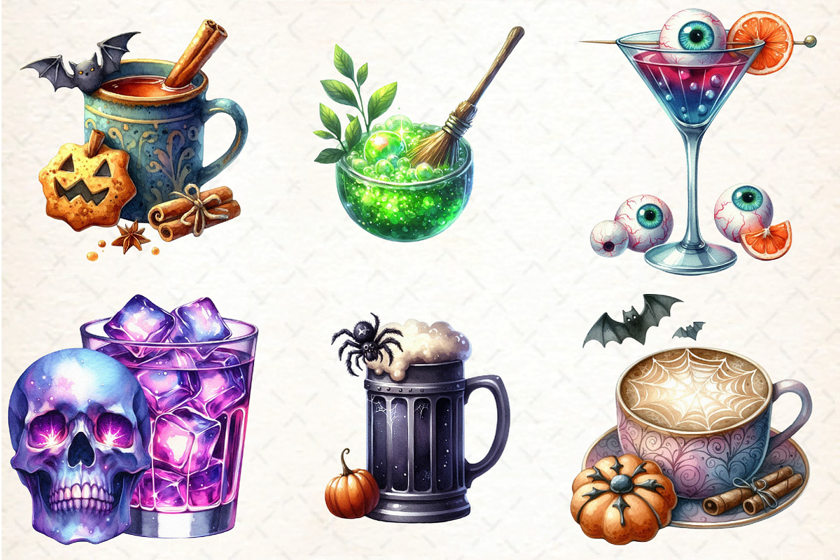 Halloween Drinks Clipart, an Illustration by DreamCafeArt (Photo 3 of 5)