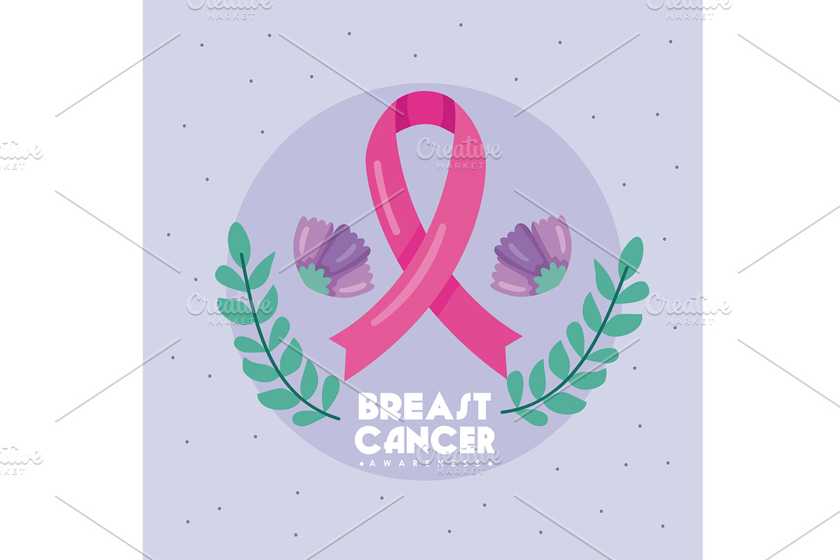 breast cancer lettering card, a Healthcare Illustration by studiogstock