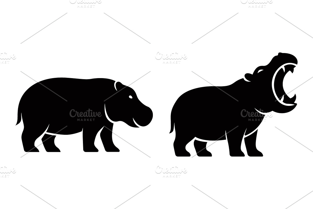 Hippo Silhouette, an Animal Illustration by Pixes