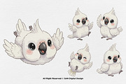 15 Bundle Watercolor White Parrot, an Animal Illustration by Morspective (Thumbnail 7 of 8)