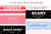 Five Holiday Website Banners, a Shopify Template by Adrienne Morris (Thumbnail 1 of 2)