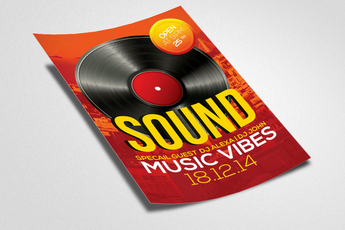 Retro Music Sound Flyer Template, a Flyer Template by Design Up